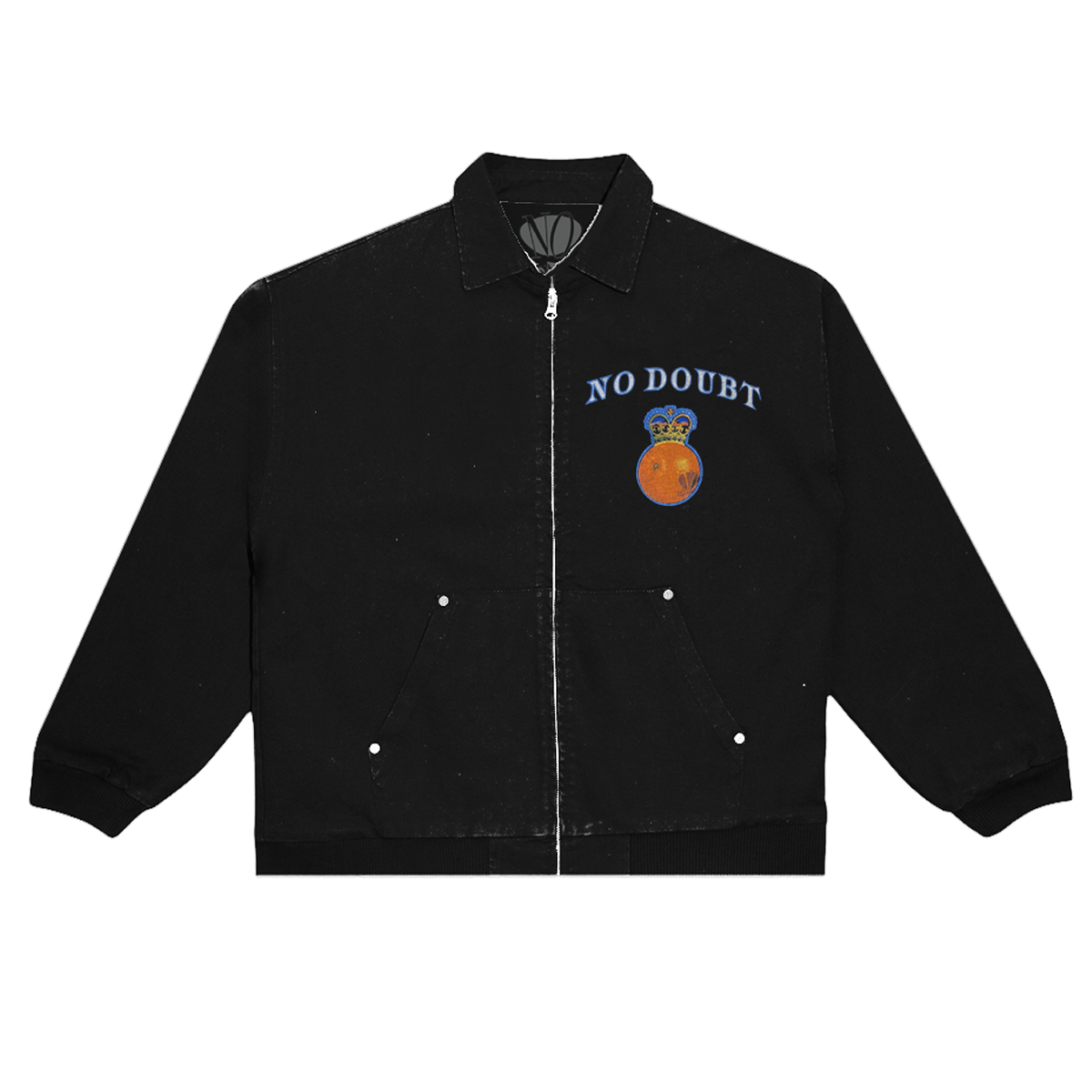 Black jacket with 'No Doubt' logo on front left chest