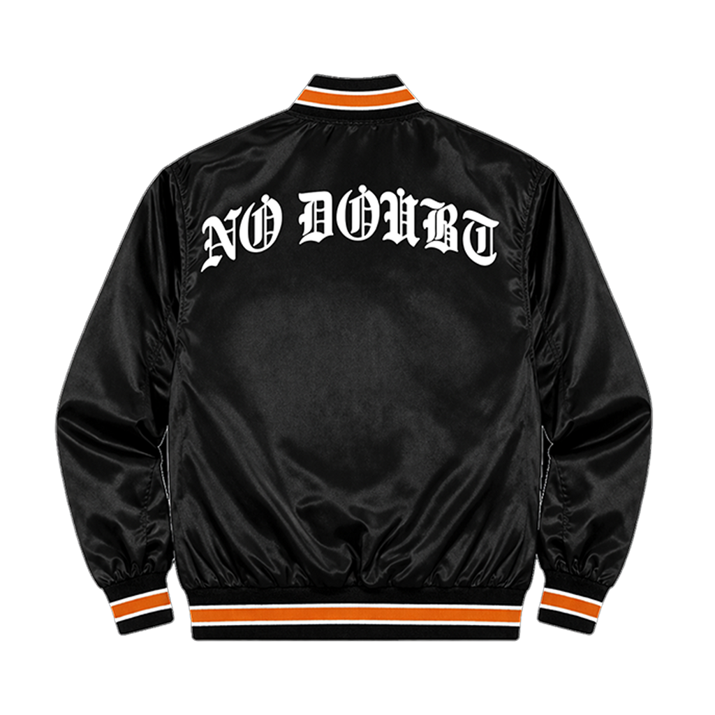 Black jacket with 'NO DOUBT' text on the upper back