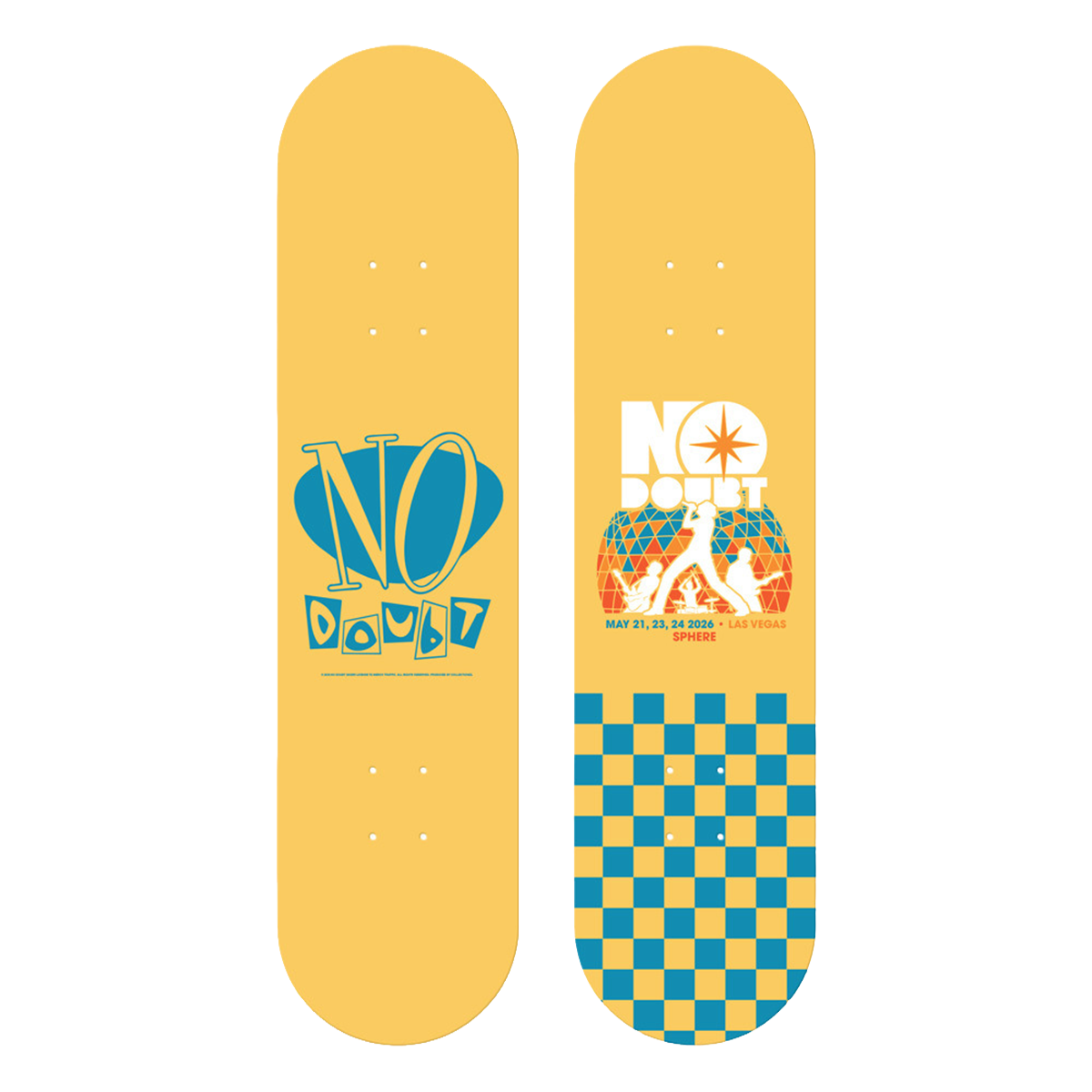 Skatedeck features custom artwork from No Doubt Sphere Las Vegas Week 3 on top and bottom.