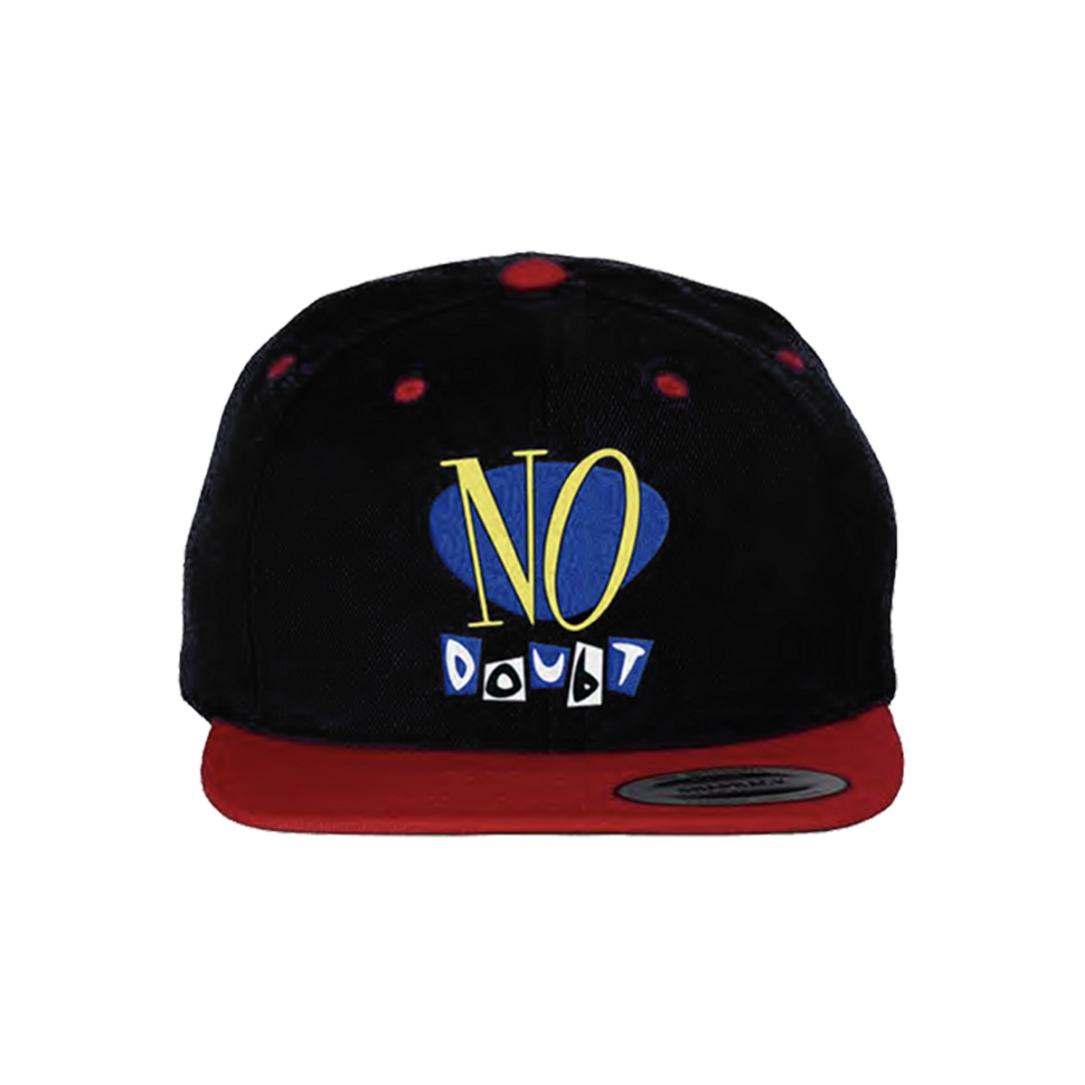 Black and red cap with 'NO DOUBT' text on front center