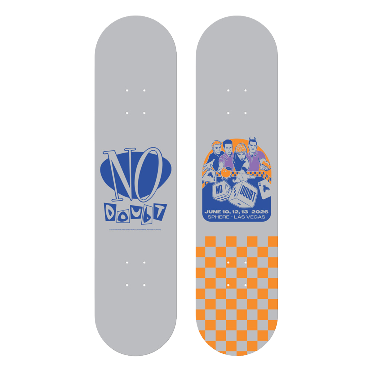 Skatedeck features custom artwork from No Doubt Sphere Las Vegas Week 6 on top and bottom.